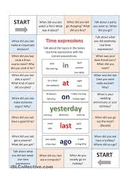 Boardgame Using Time Expressions English Grammar Games Learn English Conversational English