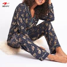 Knitting is the construction of an elastic, porous fabric, created by interlocking yarns by means of needles. Women S Sleepwear Polyester Elastane Long Sleeve Cotton Tiger Printed Foll Button Up Sleepwear For Women Buy Cotton Sleepwear Night Wear Sexy Women Pajamas For Women Product On Alibaba Com