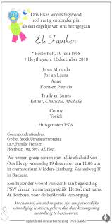 Diese website auf deutsch de. Els Frenken 12 12 2018 Overlijdensbericht En Condoleances Mensenlinq Nl