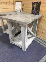 Incredible drop leaf small table set features the natural beauty of asian solid wood polished in 2 tones black and buttermilk & cherry, which evokes sophistication and formality. Large Rustic Farmhouse Style End Table Set Wooden Side Tables Etsy Rustic End Tables Wooden Side Table Rustic Furniture