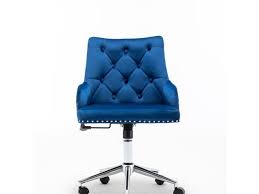 Tapered legs in your choice. Furniture Home High Back Office Chair With Pull Ring Modern Design Velvet Desk Task Chair With Arms In Study Bedroom Blue Newegg Com