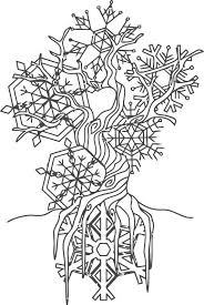 Yule Tree Snowflakes Winter Trees Coloring Pages Wiccan