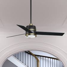 This matte black ceiling fan from the henderson collection brings the simple rustic style of an old fashioned windmill paired with today's modern technology Hunter Fan 60 Bureau 3 Blade Led Standard Ceiling Fan With Remote Control And Light Kit Included Reviews Wayfair