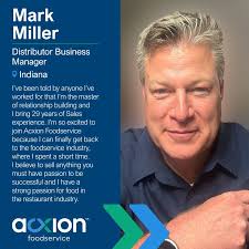 Acxion is happy to announce a new team member, Mark Miller, as a  Distributor Business Manager in our Indiana market.