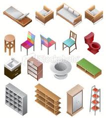 Set Of Furniture Isometric Detailed Interior Elements Vector Isometric Art Isometric Design Isometric