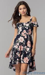 Cold Shoulder Short Print High Low Wedding Guest Dress Wrap Dress Short Floral Shift Dress Dresses