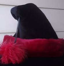 Black And Red Santa Hat Black Santa Hat With Red Trim And Fluffy Red Ball Black Santa Hat Red Fur Santa Hat