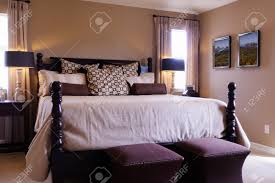 Master bedroom with modern glass fireplace. Modern Master Bedroom With King Size Bed Stock Photo Picture And Royalty Free Image Image 15079354