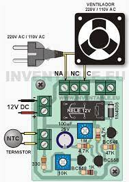 Y mi circuito lo podeis observar en la imagen adjunta. Construccion De Un Controlador Para Ventilador O Cooler Activado Por Un Sensor De Temperatura T Esquemas Eletronicos Circuito Eletronico Engenharia Eletronica