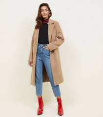 & other stories long fuzzy coat ($275): Camel Belted Longline Felted Coat New Look