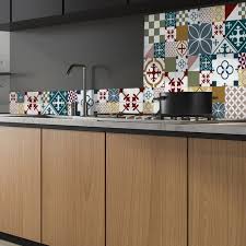 Credence De Cuisine Adhesive En Aluminium Carreaux De Ciment Multicolores Credence Cuisine Carreaux De Ciment Noir Et Blanc Credence