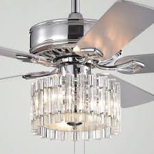 Clark 5 Blade Crystal Ceiling Fan With Remote Control And Light Kit Included In 2020 Chrome Ceiling Fan Chandelier Fan Ceiling Fan Makeover