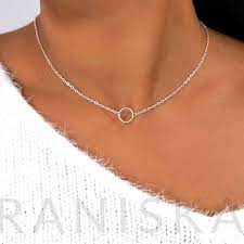 Sterling Silver Delicate Choker Choker Necklace Karma Necklace Girlfriend Gift O Sterling Silver Choker Diamond Jewelry Necklace Solitaire Pendant Necklace
