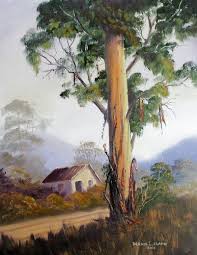 Online Art Class How To Paint Bluegum Trees Paint Basket Tv Landscape Paintings Acrylic Painting Tree Painting