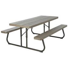 Lifetime 60105 Wood Grain Picnic Table And Benches 6 Feet Brown In 2020 Picnic Table Bench Folding Picnic Table Picnic Table