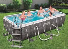 Piscine Tubulaire Rectangulaire Bestway Power Steel 4 04 X 2 01 X 1 00 Imitation Resine Tressee