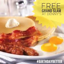 January 11, 2021 at 2. Free Grand Slam Breakfast At Denny S The Day Of Your Birthday Eggs Bacon Sausage And Pancakes Free Birthday Stuff Grand Slam Breakfast Birthday Deals