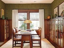 A Classic Arts Crafts Library Enlivened With William Morris Wallpaper Photo Gridley Craftsman Dining Room Arts And Crafts Interiors Arts And Crafts House