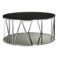 The black glass chrome coffee tables available on the site are made of different materials such as wood, aluminum, marble, steel, glass and so these black glass chrome coffee tables are offered in various shapes and sizes ranging from trendy to classic ones. Camperian Round Chrome Finish Coffee Table Stainless Steel Glass Black Clanbay
