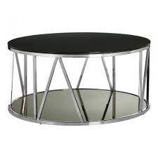 This accent coffee table is the perfect option for any sleek modern living room. Camperian Round Chrome Finish Coffee Table Stainless Steel Glass Black Clanbay
