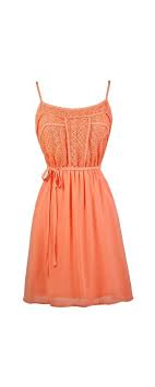 Lily Boutique Lace Designs Flowy Sundress In Orange Coral 34 Orange Coral Lace Sundress Www Lilyboutique Com Trendy Dresses Summer Dresses Pretty Dresses
