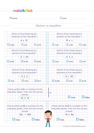 Next, apply the theorem and rewrite the absolute value inequality as a compound inequality. Solving And Graphing Inequalities Worksheets Pdf For 6th Grade 6th Grade Linear Inequalities With Answers Worksheets
