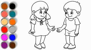 Cute animals, beautiful dolls, and fairy tale characters. Drawing Boy And Girl Kids How To Draw A Child Coloring Pages For Kids Youtube
