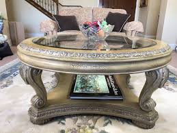 It is done in the manner of milo baughman. 42 Round 2 Level Coffee Table With Glass Insert 19 H Fre