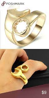 Mechanic Gear Head Gold Plated Wrench Ring Sz 9 Rings Gold Plate Gold Plated Rings