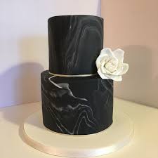 Black And Gold Marble Cake Vanilla Pod Bakery Black Marble Two Tier Cake With Handmade Sugar Rose Finished With A Thin Gold Ribbon Vanillapodbakery Black M Cake Tiered Cakes