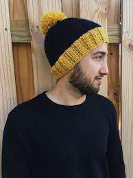 Gold And Black Knit Unisex Slouchy Beanie Knit Hat For Men Knit Slouchy Hats Beanie