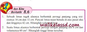 Kunci Jawaban Matematika Kelas 8 Halaman 188 189 190 Ayo Kita Berlatih 8 6 Menentukan Volume Limas Wali Kelas Sd
