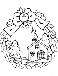 Download and print out this leaves wreath coloring page. Gingerbread House Christmas Wreath Coloring Pages Christmas Coloring Pages Coloring Pages For Kids And Adults