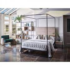 Stained weathered gray canopy bed set. Federico Weather Oak Canopy Bed Double Or King Size Fads