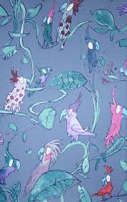 Quentin Blake S Cockatoos Wallpaper In Blue By Osborne Little Quentin Blake Illustrations Quentin Blake Wallpaper Quentin Blake