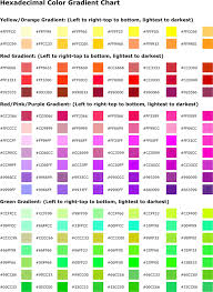 Free Hexadecimal Color Gradient Chart Pdf 2 Page S Hexadecimal Color Hex Color Codes Hex Colors
