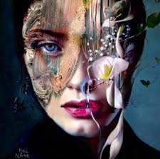 One of my latest portraits My Artwork 'Different scent' Mixed media acrylic 