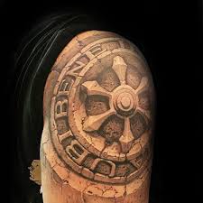 Guitar tattoo designs with a tree design. 80 Stone Tattoo Designs For Men Carved Rock Ink Ideas