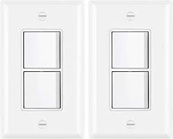 2 Pack Bestten Double On Off Rocker Light Switch Single Pole Combination Interrupter 15a 120v Dual Control Paddle Rockers Wallplate Included White Amazon Com