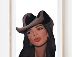 Kendall Jenner Cowgirl, Digital Print, DIY Wall Art, Kendall Jenner Wall  Decor, Celebrity Portrait, Western Art, Dorm Wall Art, Trendy Art