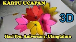 Membuat kartu ucapan untuk ibu berbentuk kipas yang dihiasi dengan bunga paper flower. Diy Tutorial Membuat Kartu Ucapan Pop Up Aniversary Hari Ibu Ulang Tahun 3d Youtube