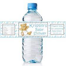 20 Personalized Baby Shower Baby Feet And Teddy Bear Water Bottle La Water Bottle Labels Baby Shower Baby Shower Water Bottles Personalized Baby Shower Favors