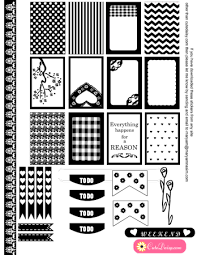 Black And White Bullet Journal Stickers Black And White Stickers For Erin Condren And Happy Planner Printable Planner Happy Planner Printables Free Printable Planner Stickers