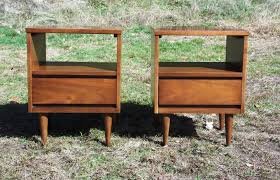 Pair Vintage Mid Century Modern Bassett Gala Series Walnut Nightstands End Table Mid Century Modern Furniture Walnut Nightstand Mid Century Modern