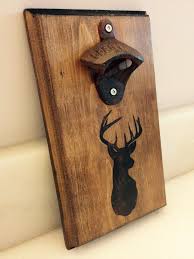 Wall Mount Rustic Bottle Opener Deer Head Silhouette Christmas Gift In 2020 Wall Mounted Bottle Opener Espresso Wood Stain Bottle Opener Wall