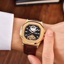 Square watches for men and women stainless steel mens square watch with date waterproof analog quartz fashion business casual wristwatch. Gold Square Tourbillon Moonphase Men Watch Mechanical Watch Foksywatch