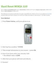 Hard Reset NOKIA 1110