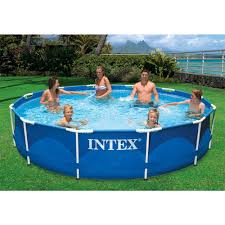 Intex 12 Ft Round X 30 In D Metal Frame Above Ground Pool With 530 Gph Filter Pump 28211eh Th Above Ground Swimming Pools In Ground Pools Above Ground Pool