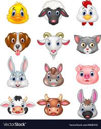 Cartoon Happy Animal Head Collection Vector Image On Vectorstock Animal Heads Happy Animals Cartoon Animals