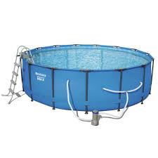 Above Ground Swimming Pool 15 X 48 Round Family Size Steel Frame W Ladder Pump Bestway Bestway Swimming Pools Solar Pool Cover
